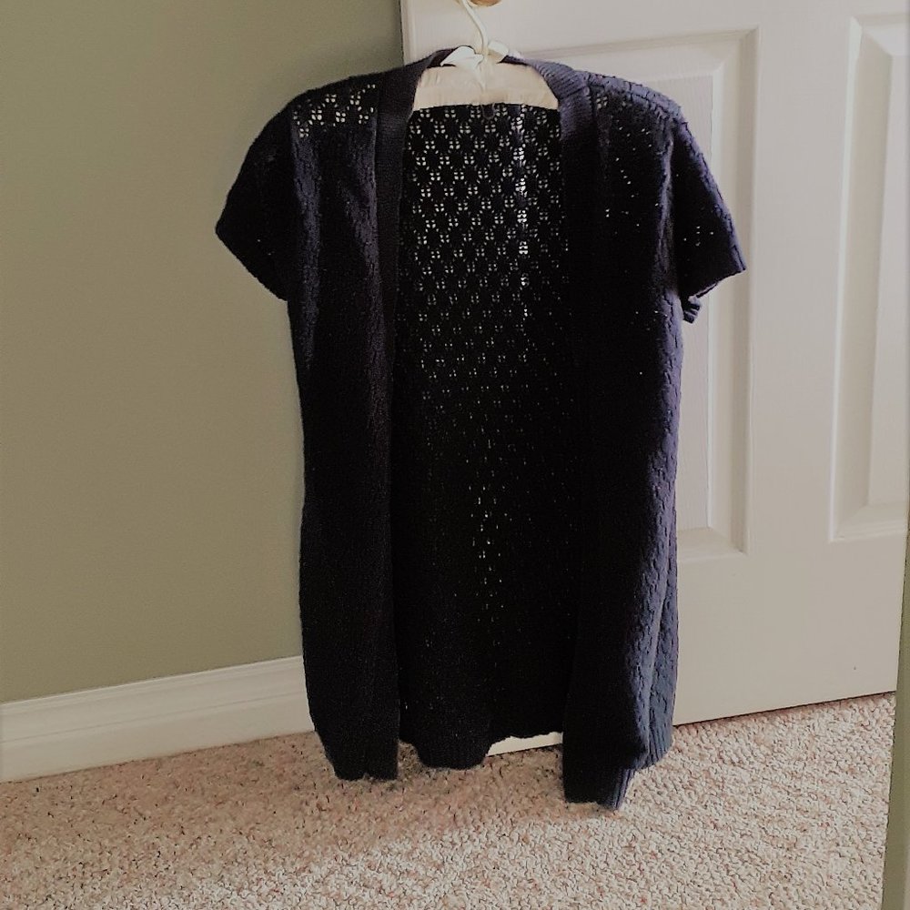 Ladies short sleeve long open Cardigan